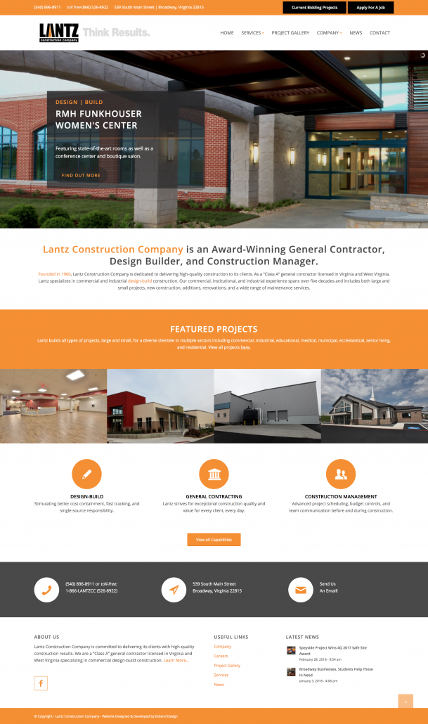 Lantz Construction: Rebrand & Website Design & Development