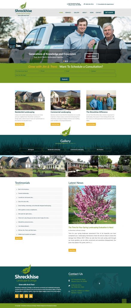 Shreckhise Landscape: Rebrand & Website Design & Development