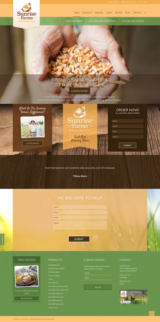 Sunrise Farms: Rebrand & Website Design & Development